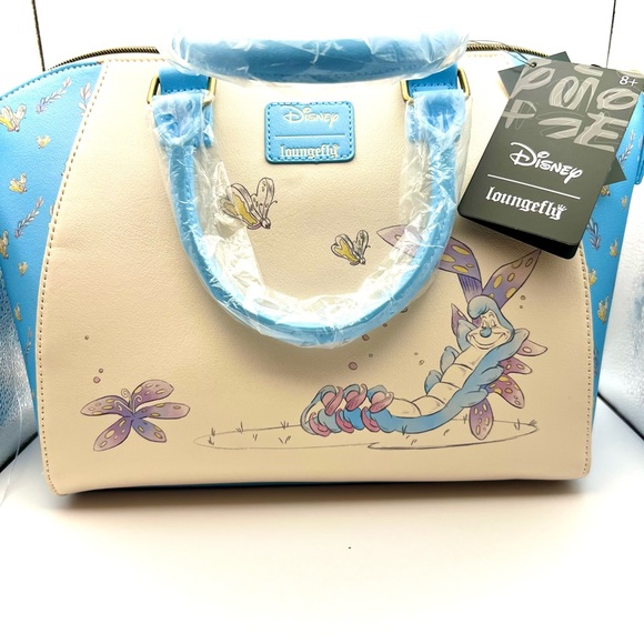 NWT Loungefly Alice in Wonderland Handbag Crossbody Blue White Kawaii Disney - Picture 4 of 4